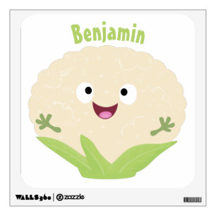 Cute happy cauliflower vegetable cartoon wall decal