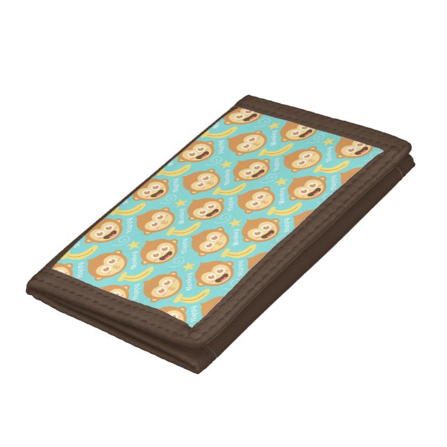 Cute, Happy, Cheeky Monkey and Bananas Trifold Wallet (Bottom)