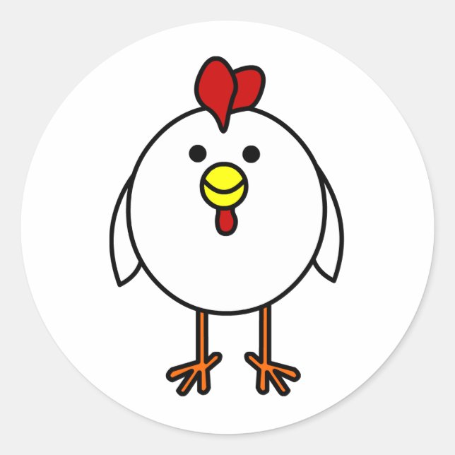 Cute Happy Chicken Classic Round Sticker (Front)