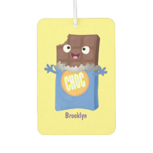Cute happy chocolate candy bar cartoon character  air freshener