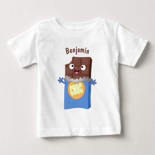 Cute happy chocolate candy bar cartoon character baby T_Shirt