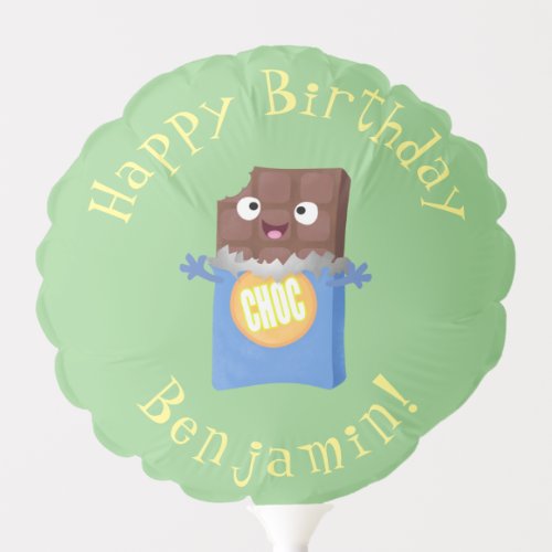 Cute happy chocolate candy bar cartoon character balloon