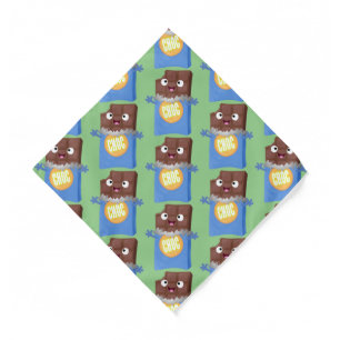 Cute happy chocolate candy bar cartoon character bandana