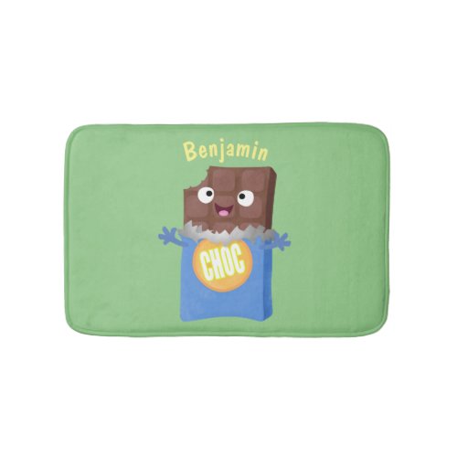 Cute happy chocolate candy bar cartoon character bath mat