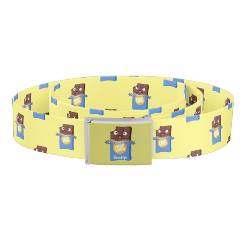 Cute happy chocolate candy bar cartoon character belt