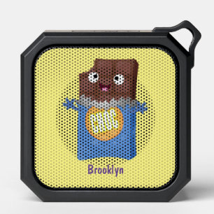 Cute happy chocolate candy bar cartoon character bluetooth speaker