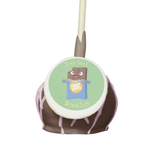 Cute happy chocolate candy bar cartoon character cake pops