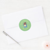 Cute happy chocolate candy bar cartoon character classic round sticker (Envelope)