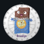Cute happy chocolate candy bar cartoon character dart board<br><div class="desc">This happy chocolate bar is sweet fun for candy lovers! Drawn in animated cartoon style.</div>