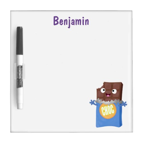 Cute happy chocolate candy bar cartoon character dry erase board