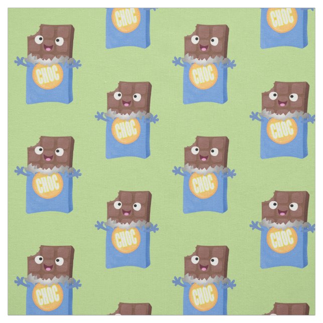 Cute happy chocolate candy bar cartoon character fabric (Swatch)