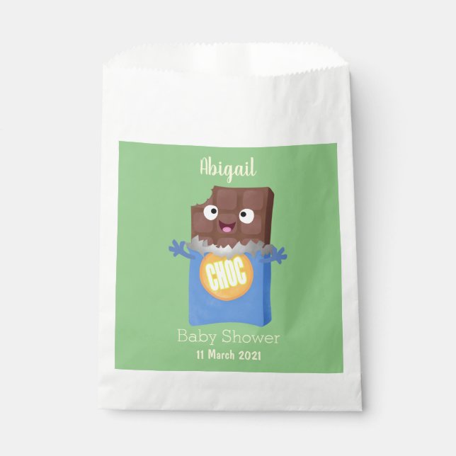Cute happy chocolate candy bar cartoon character favor bag (Front)