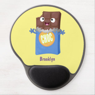 Cute happy chocolate candy bar cartoon character gel mouse pad