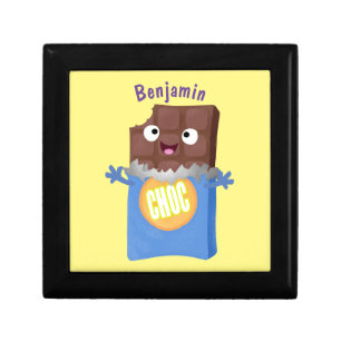 Cute happy chocolate candy bar cartoon character gift box