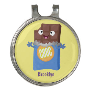 Cute happy chocolate candy bar cartoon character golf hat clip
