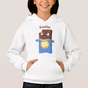 Cute happy chocolate candy bar cartoon character hoodie