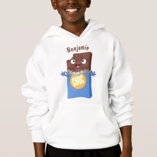 Cute happy chocolate candy bar cartoon character hoodie