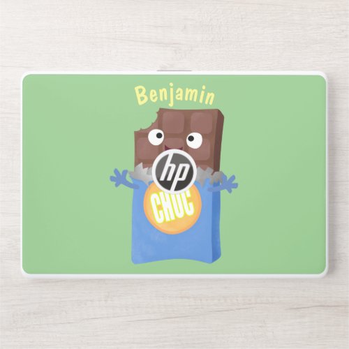 Cute happy chocolate candy bar cartoon character HP laptop skin