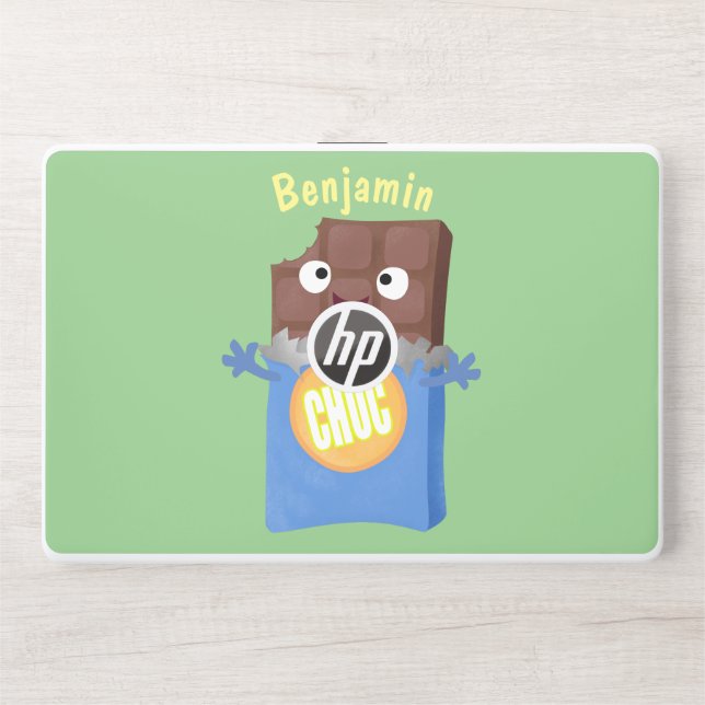 Cute happy chocolate candy bar cartoon character HP laptop skin (Front)