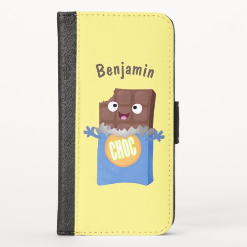 Cute happy chocolate candy bar cartoon character iPhone x wallet case