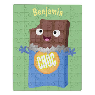 Cute happy chocolate candy bar cartoon character jigsaw puzzle