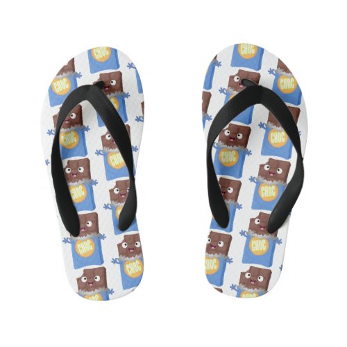 Cute happy chocolate candy bar cartoon character kids flip flops