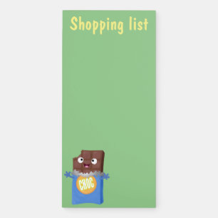 Cute happy chocolate candy bar cartoon character magnetic notepad