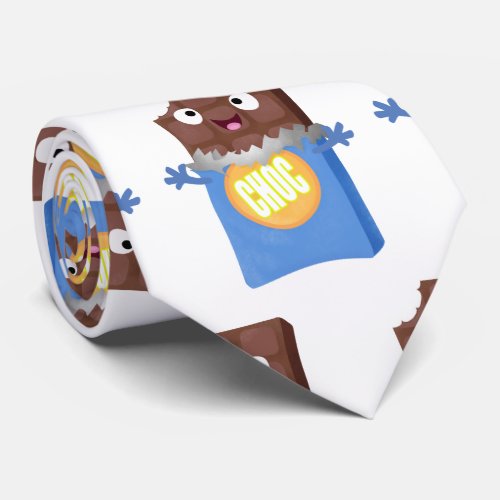 Cute happy chocolate candy bar cartoon character neck tie