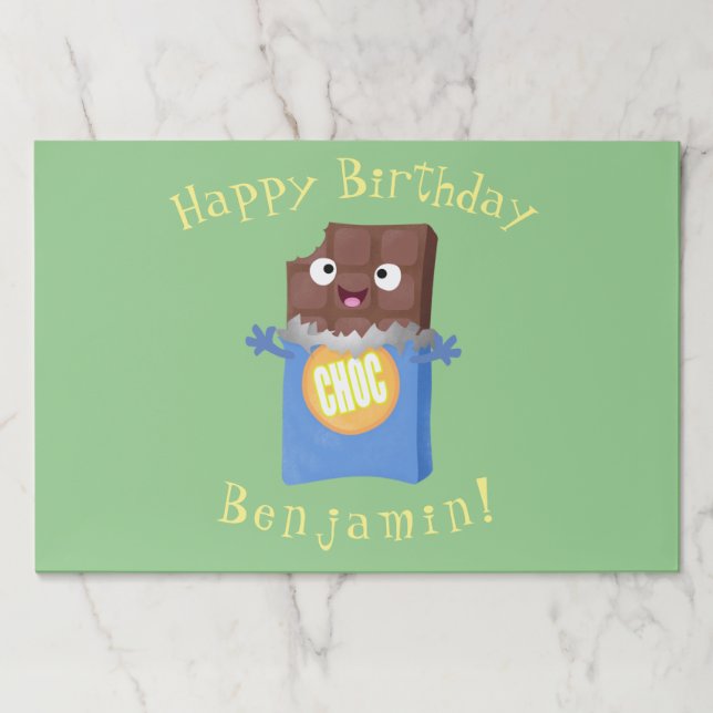 Cute happy chocolate candy bar cartoon character paper pad (Front)
