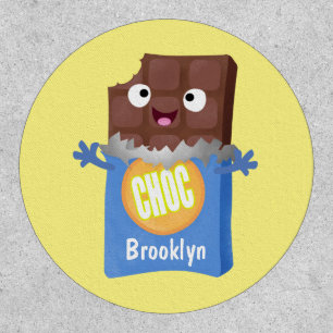 Cute happy chocolate candy bar cartoon character patch