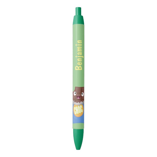 Cute happy chocolate candy bar cartoon character pen (Front Vertical)
