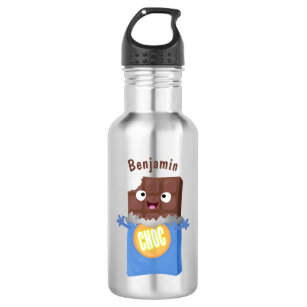 Cute happy chocolate candy bar cartoon character stainless steel water bottle