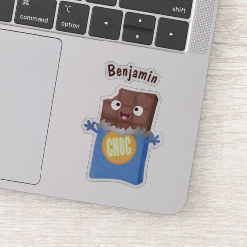 Cute happy chocolate candy bar cartoon character sticker