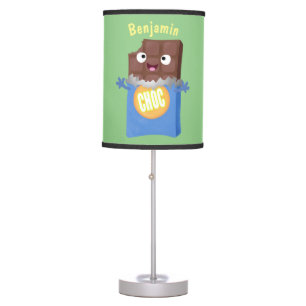 Cute happy chocolate candy bar cartoon character table lamp
