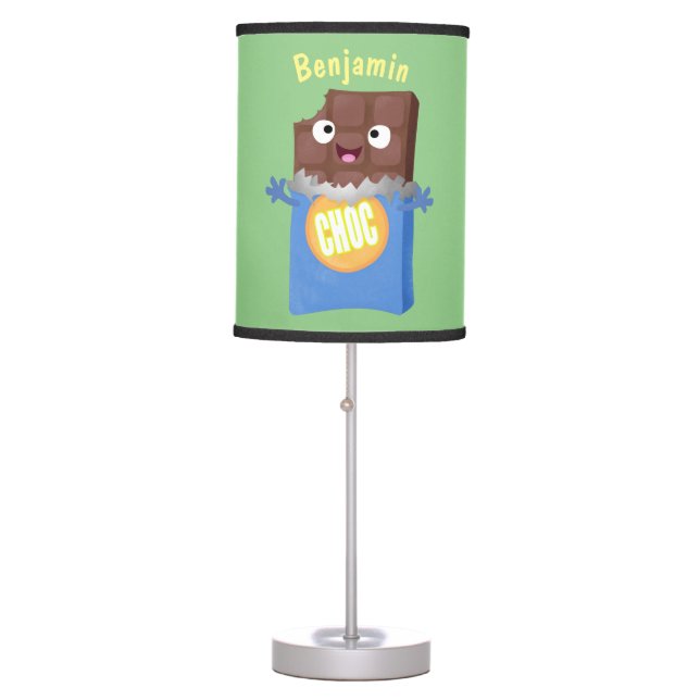 Cute happy chocolate candy bar cartoon character table lamp (Front)