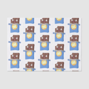 Cute happy chocolate candy bar cartoon character tissue paper