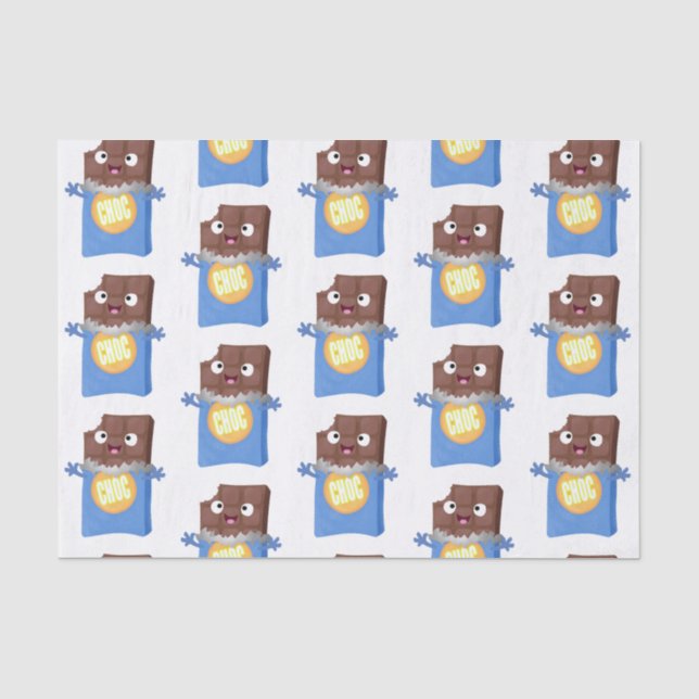 Cute happy chocolate candy bar cartoon character tissue paper (Front)