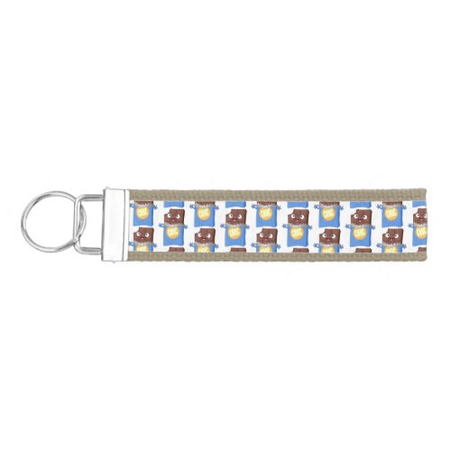 Cute happy chocolate candy bar cartoon character  wrist keychain