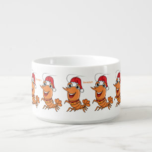 Cute happy Christmas shrimp cartoon illustration  Bowl