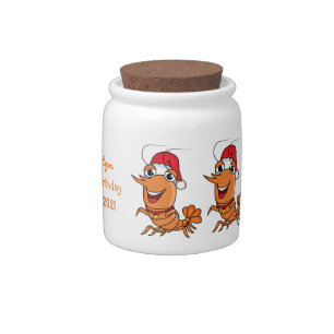 Cute happy Christmas shrimp cartoon illustration Candy Jar
