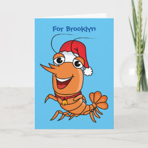 Cute happy Christmas shrimp cartoon illustration Card
