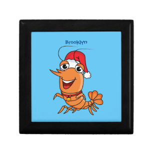 Cute happy Christmas shrimp cartoon illustration Gift Box
