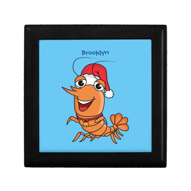 Cute happy Christmas shrimp cartoon illustration Gift Box (Front)