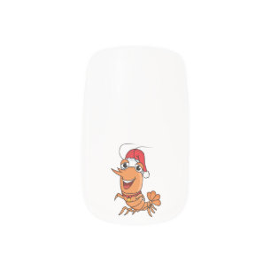 Cute happy Christmas shrimp cartoon illustration Minx Nail Art