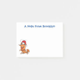Cute happy Christmas shrimp cartoon illustration Post-it Notes