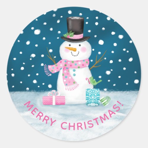 Cute Happy Christmas Snowman Sticker