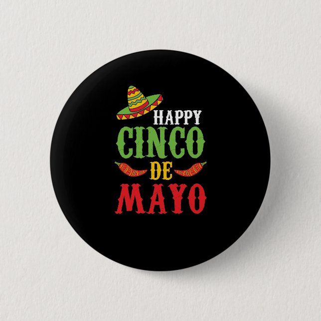 Cute Happy Cinco De Mayo Button (Front)