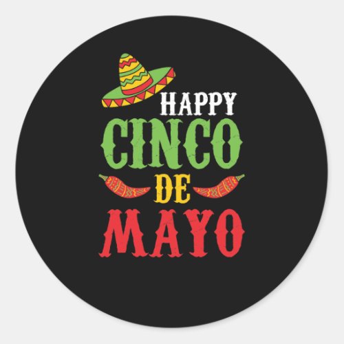 Cute Happy Cinco De Mayo Classic Round Sticker