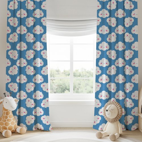 Custom Window Curtains 16 Cute Happy Clouds Rainy Day Parade Collection Blackout Curtains