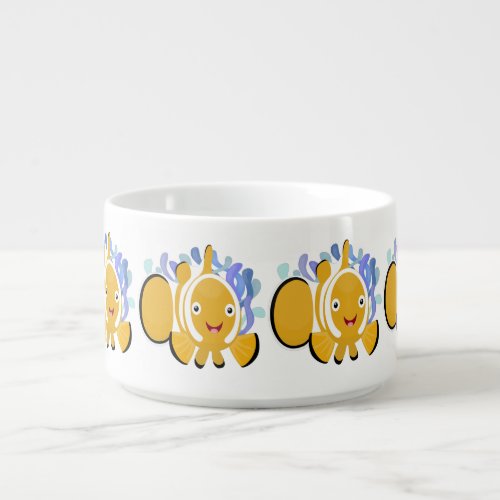 Cute happy clownfish anenome cartoon bowl